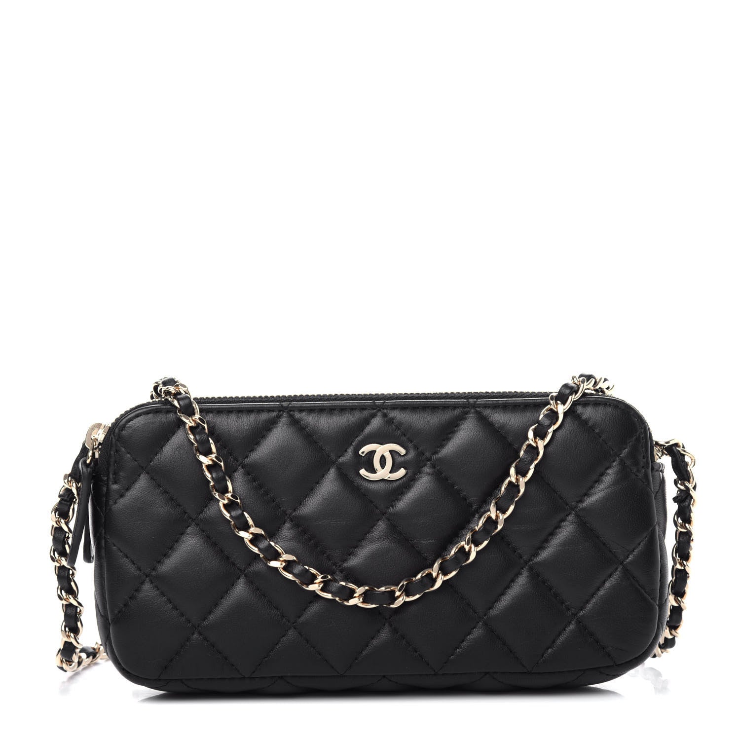 Chanel Lambskin Quilted Small Clutch With Chain Black 1 of 15