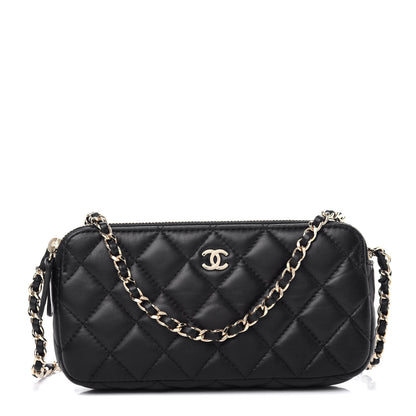 Chanel Lambskin Quilted Small Clutch With Chain Black 1 of 15