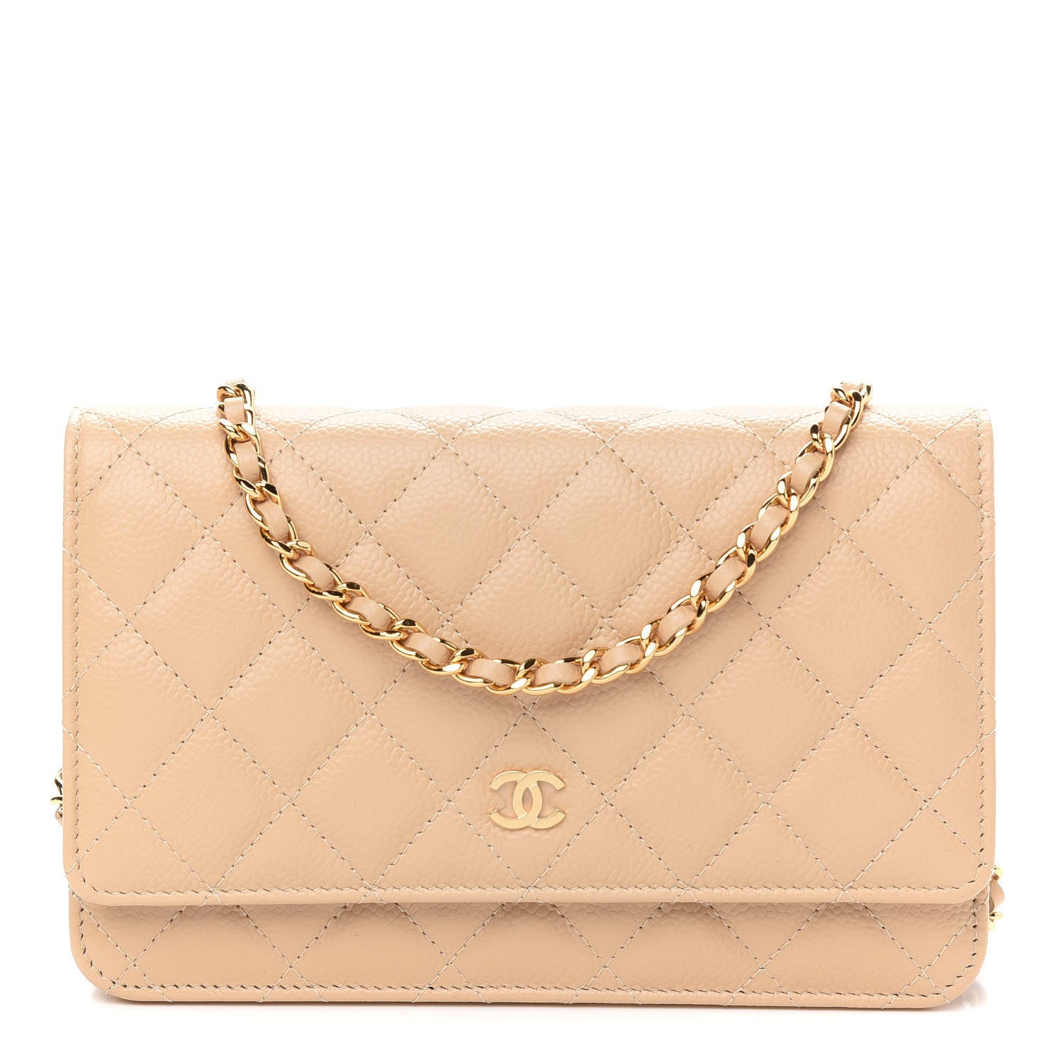 Chanel Caviar Quilted Wallet On Chain WOC Beige 1 of 10