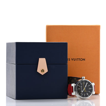 Louis Vuitton Stainless Steel Monogram 39mm Tambour Quartz Watch Brown 5 of 5