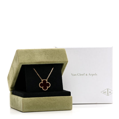 Van Cleef & Arpels 18K Yellow Gold Carnelian Vintage Alhambra Pendant Necklace 6 of 6