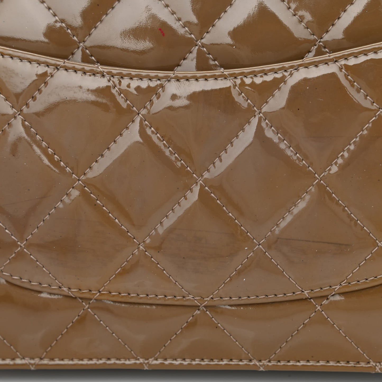Patent Quilted Wallet On Chain WOC Brown