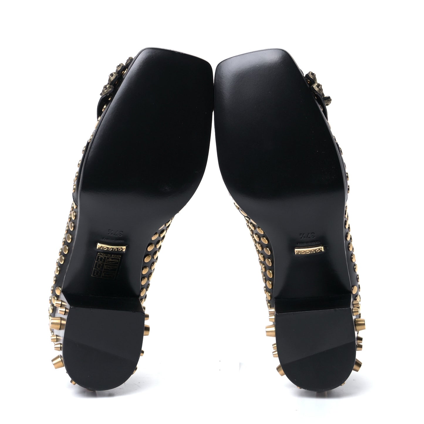 Malaga Kid Studded Polly Fringe 55mm Loafer Pumps 37.5 Black