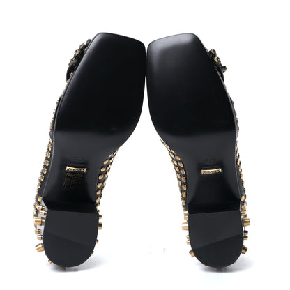 Gucci Malaga Kid Studded Polly Fringe 55mm Loafer Pumps 37.5 Black 6 of 8