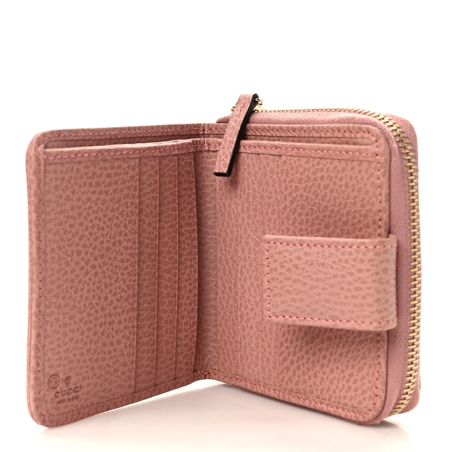 Gucci Monogram Dollar Calfskin Zip Around French Flap Wallet Beige Ebony Soft Pink 6 of 8