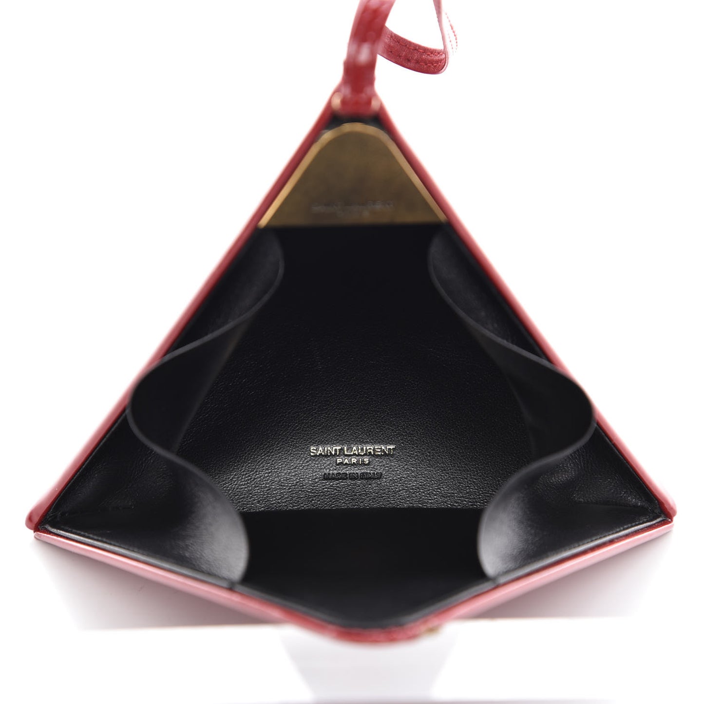 Patent Pyramid Clutch Rouge