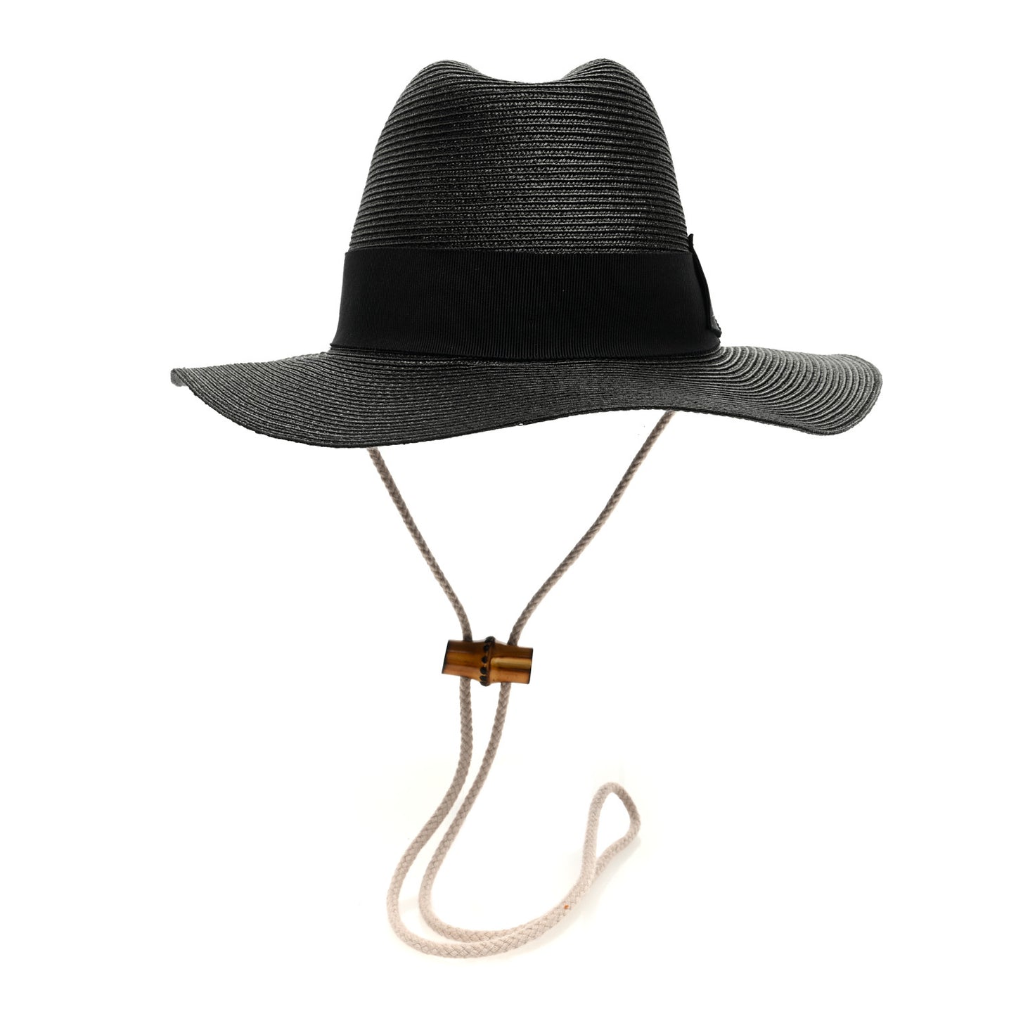 Raffia Bamboo GG Fedora Hat M Black