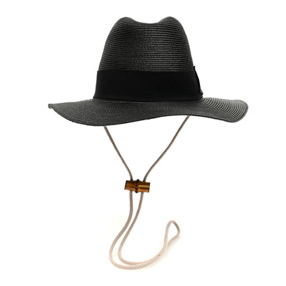 Gucci Raffia Bamboo GG Fedora Hat M Black 3 of 8