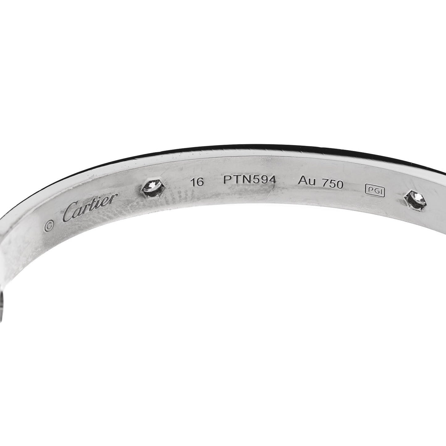 18K White Gold 4 Diamond LOVE Bracelet 16