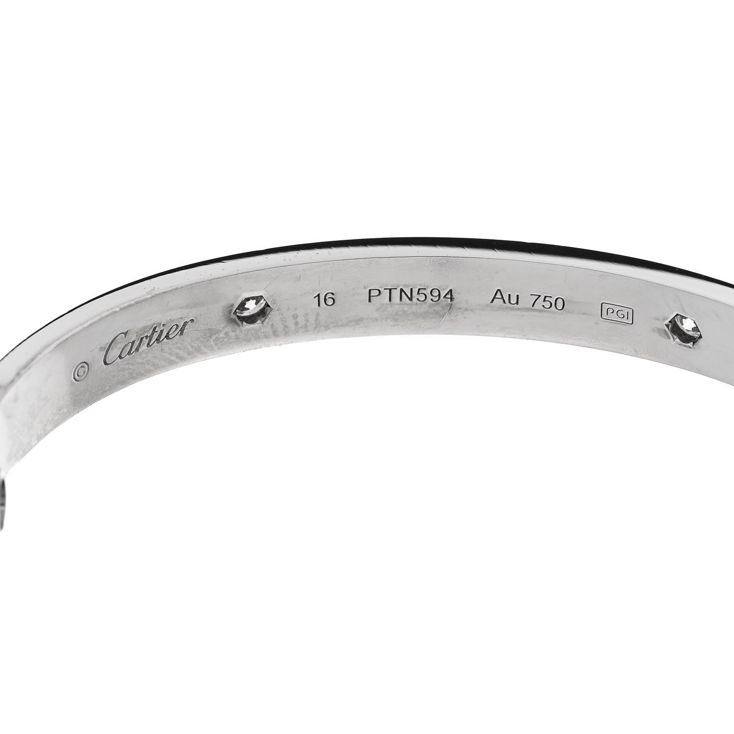 Cartier 18K White Gold 4 Diamond LOVE Bracelet 16 5 of 8