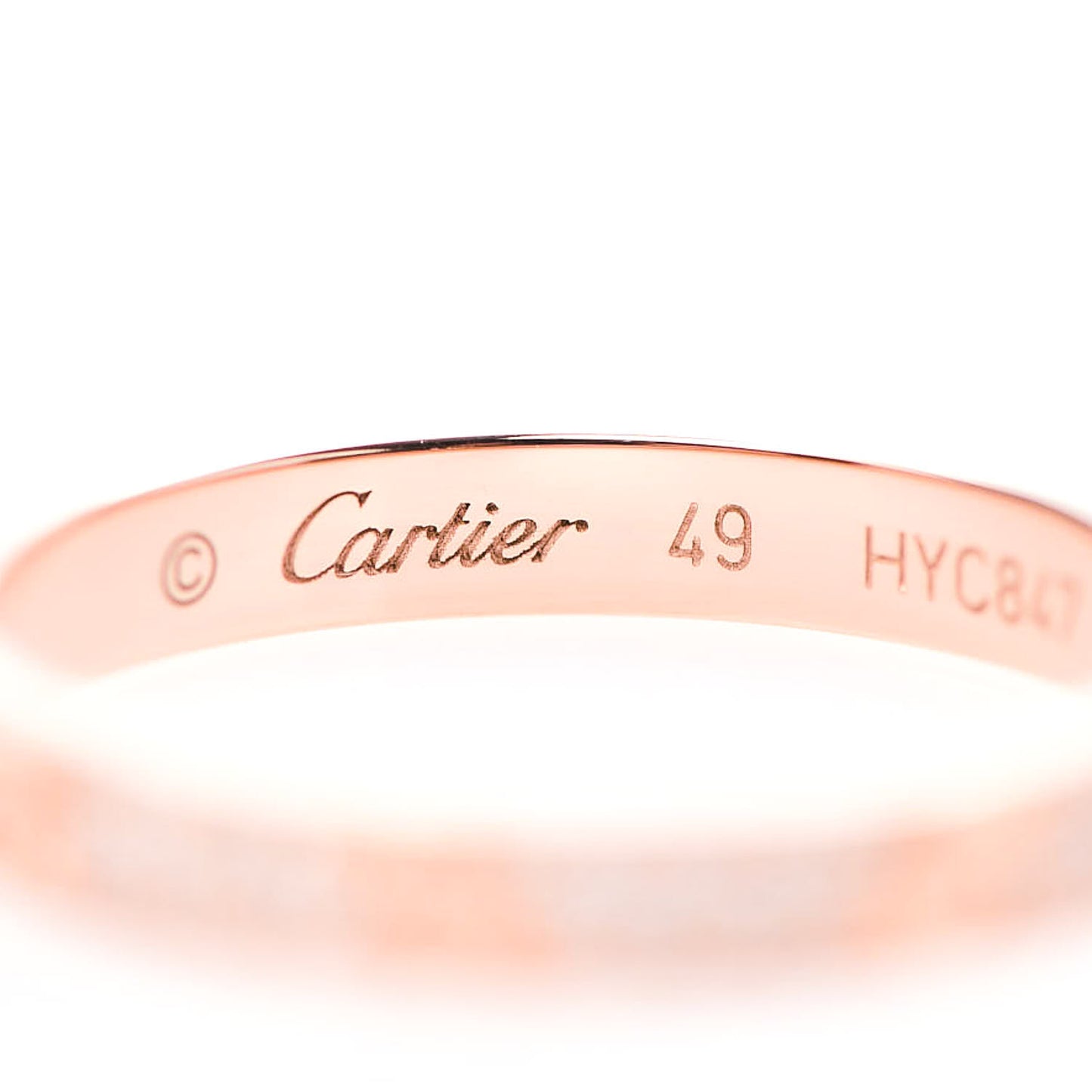 18K Pink Gold Diamond 2.6mm LOVE Paved Band Ring 49 4.75