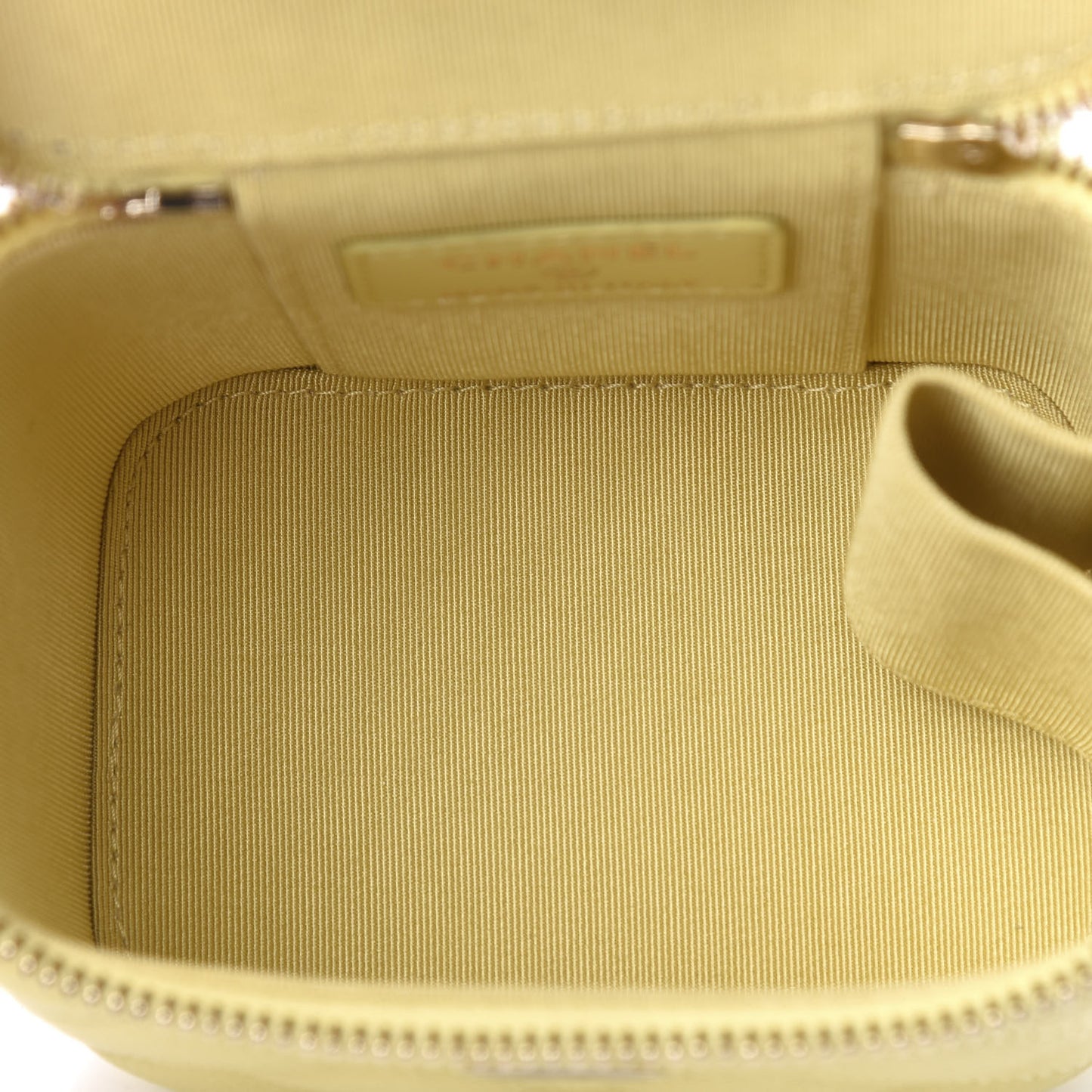 Caviar Quilted Mini Vanity Case With Chain Light Yellow