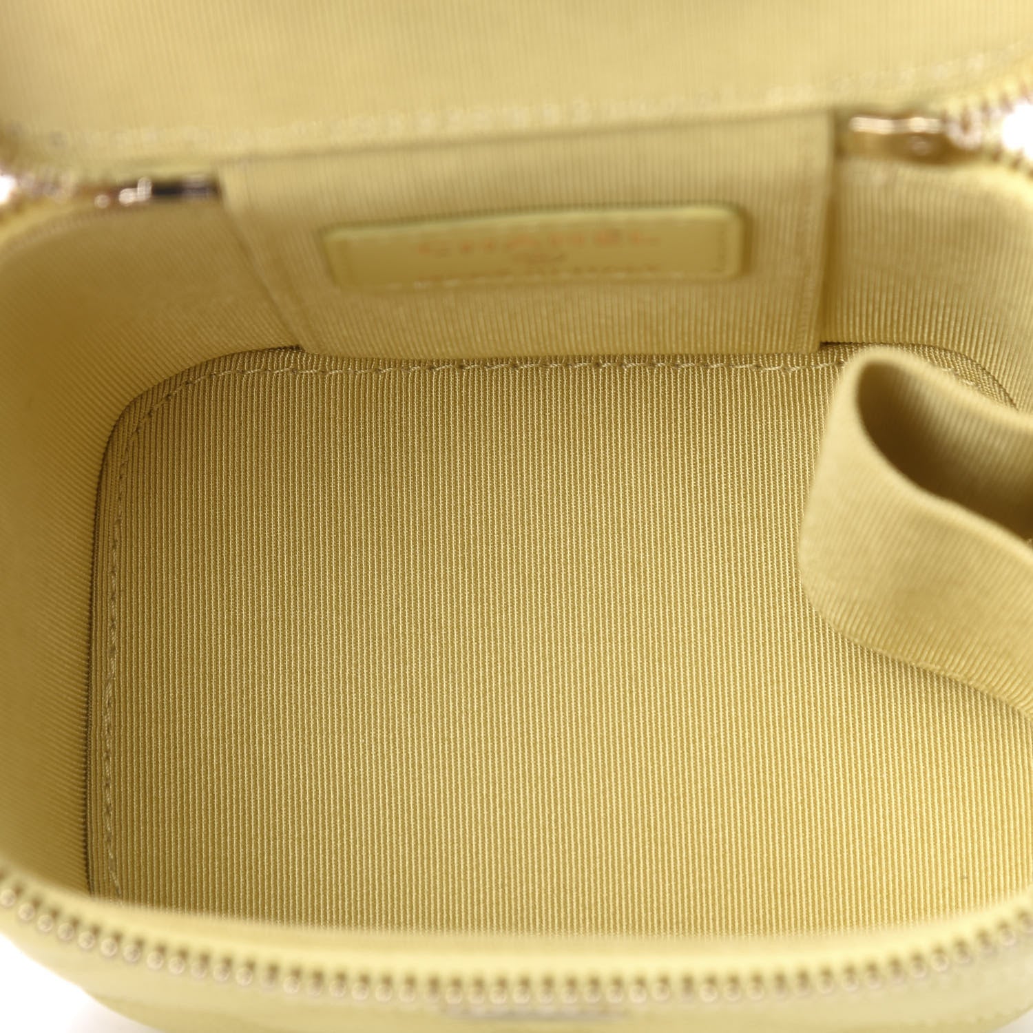Chanel Caviar Quilted Mini Vanity Case With Chain Light Yellow 5 of 10