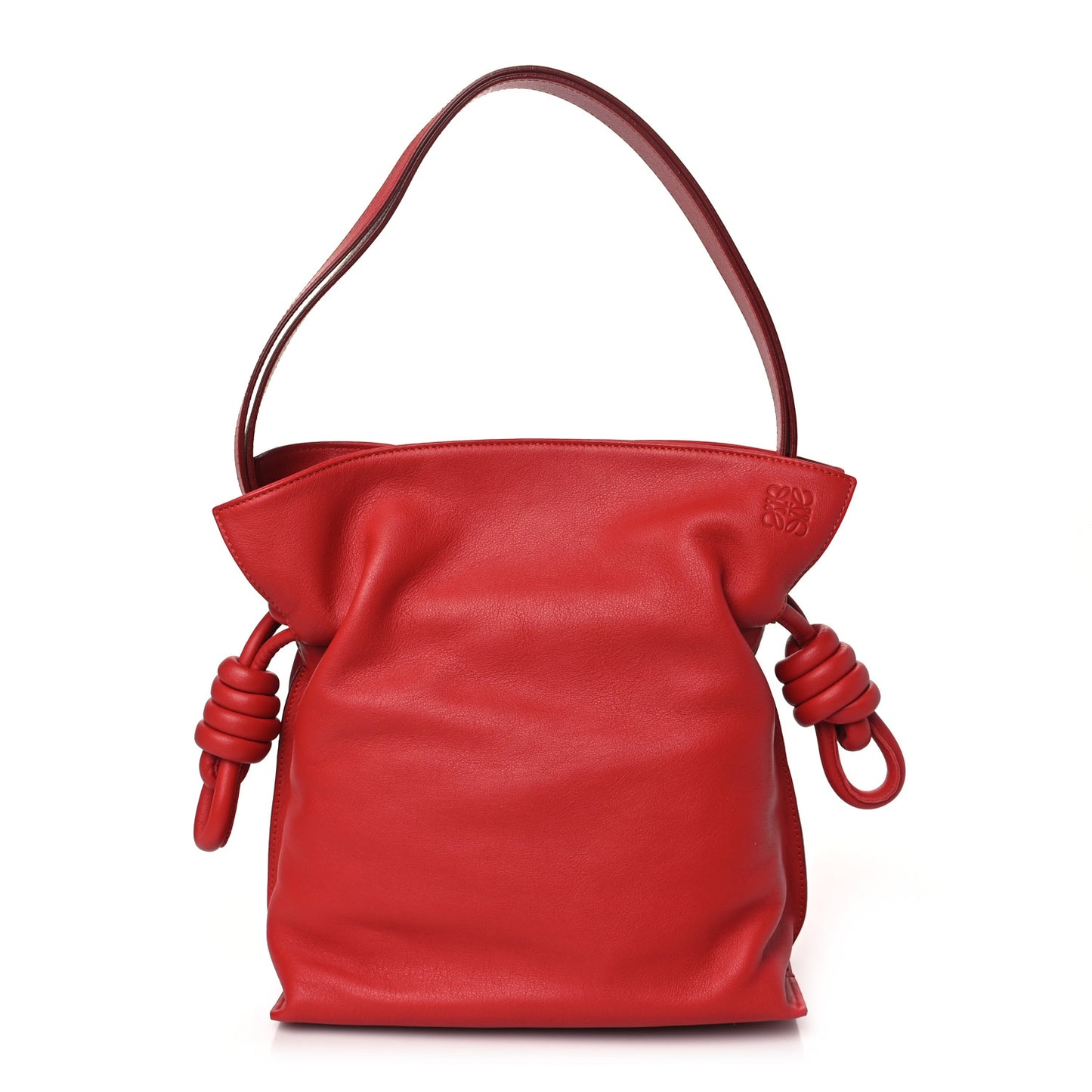 Calfskin Flamenco Knot Bag Red