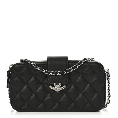 Chanel Lambskin Quilted CC Box Clutch With Chain Black 1 of 17