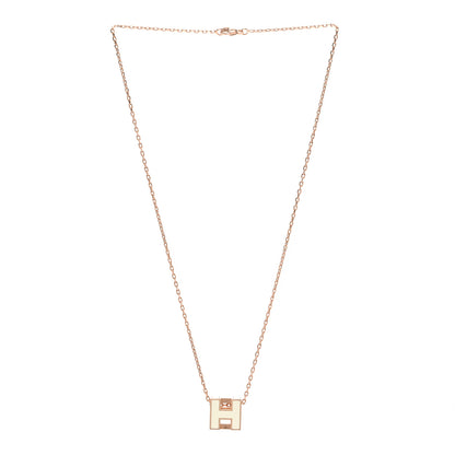 Hermes Rose Gold Lacquered Cage d'H Pendant Necklace White 3 of 9