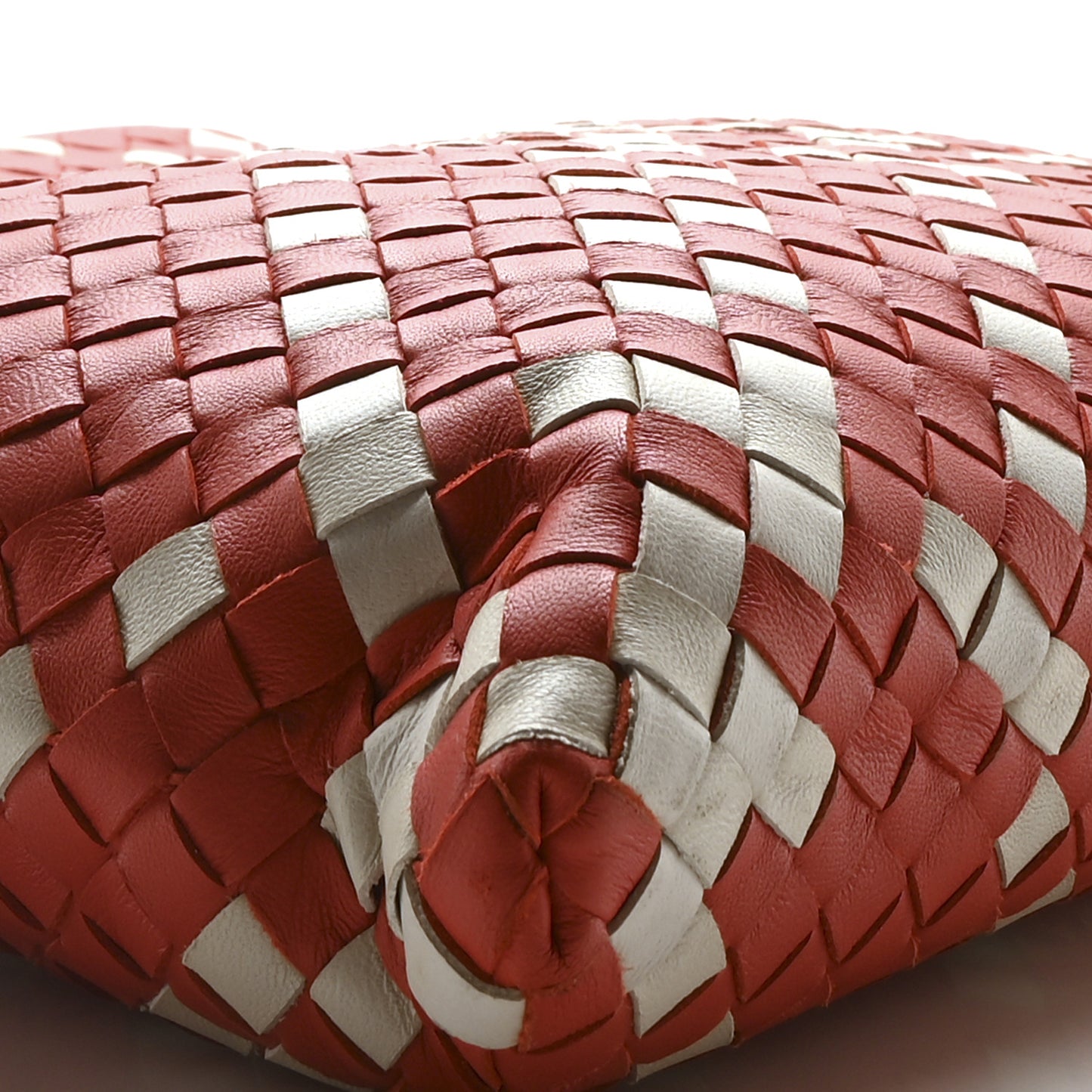 Nappa Intrecciato Crossbody Messenger Bag Red White