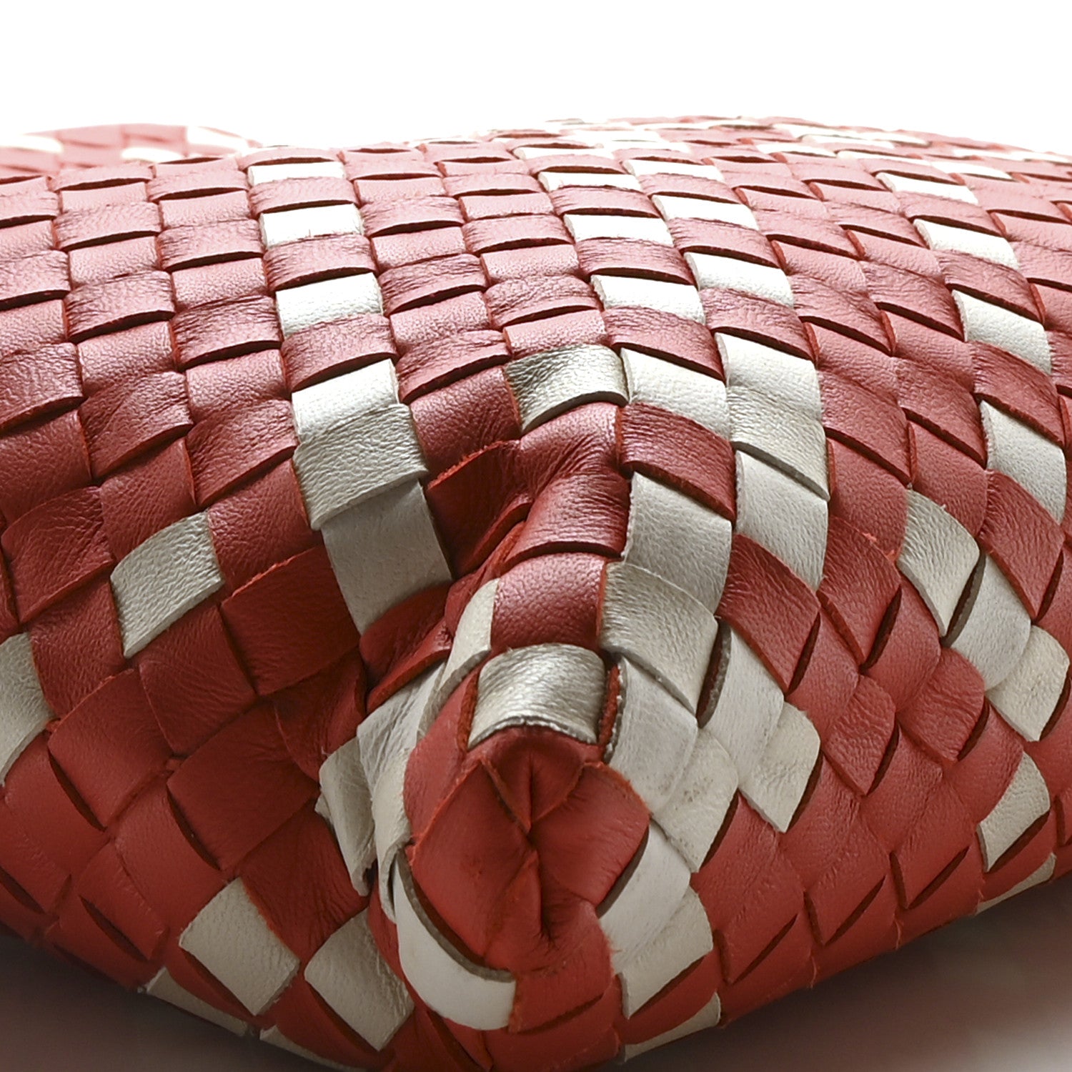 Bottega Veneta Nappa Intrecciato Crossbody Messenger Bag Red White 4 of 9