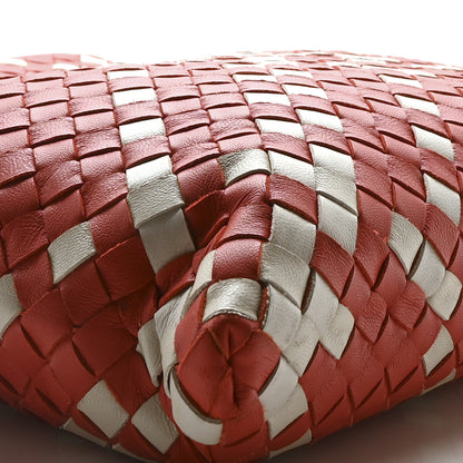 Bottega Veneta Nappa Intrecciato Crossbody Messenger Bag Red White 4 of 9