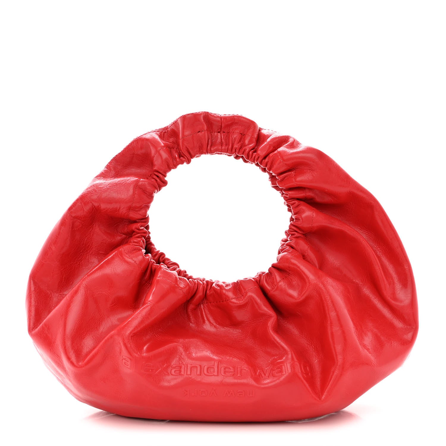 Alexander Wang Crackle Patent Calfskin Small Handle Crescent Bag Flame Red 1 of 10