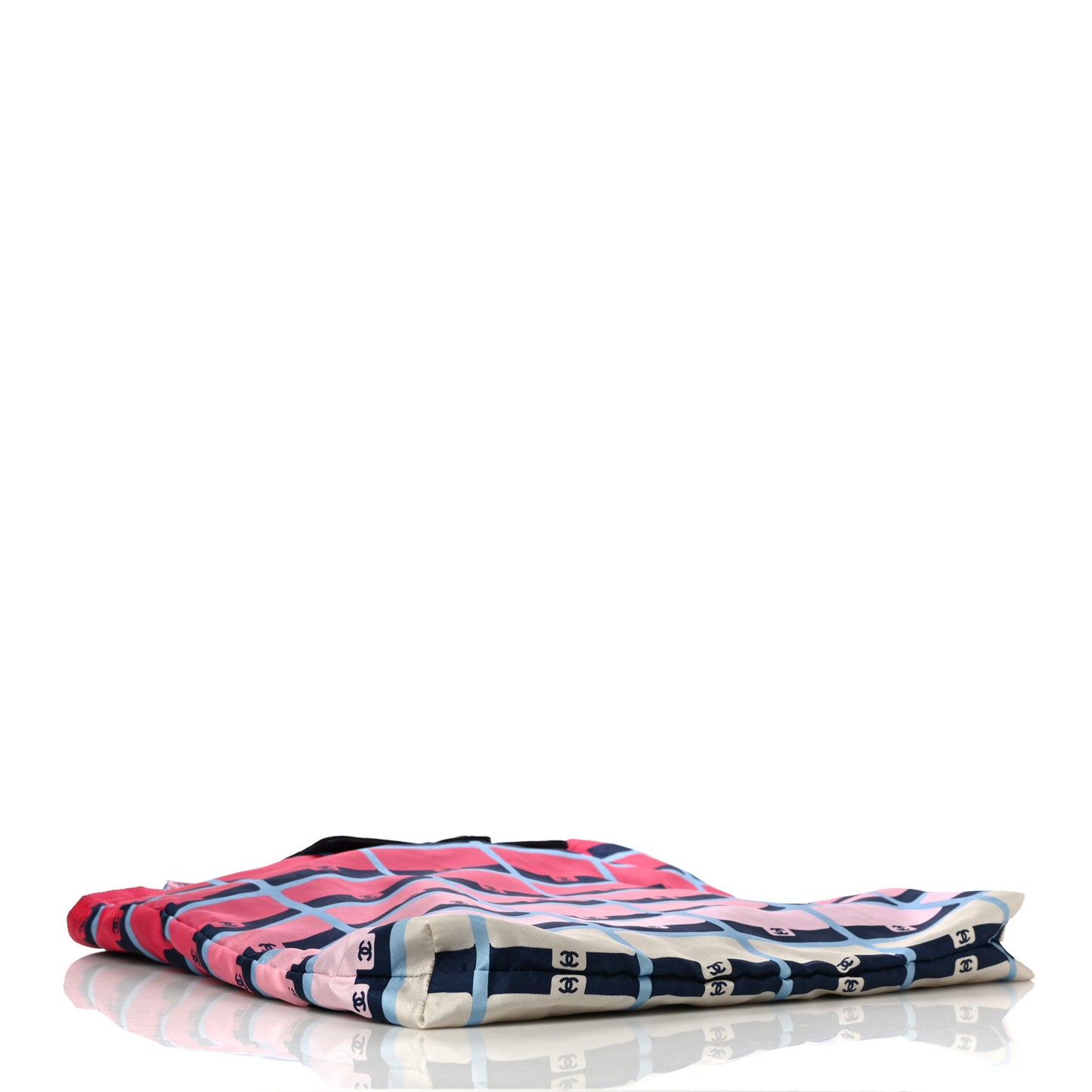 Jersey Fabric Quilted Foldable Tote With Chain Pink Multicolor
