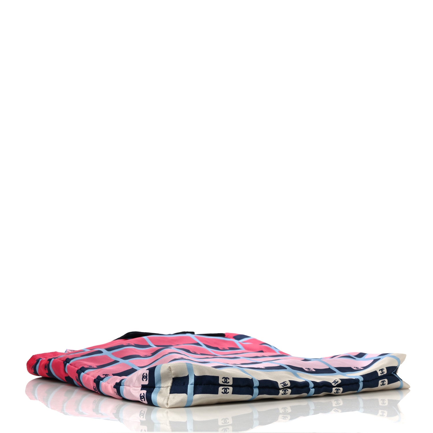 Chanel Jersey Fabric Quilted Foldable Tote With Chain Pink Multicolor 4 of 12