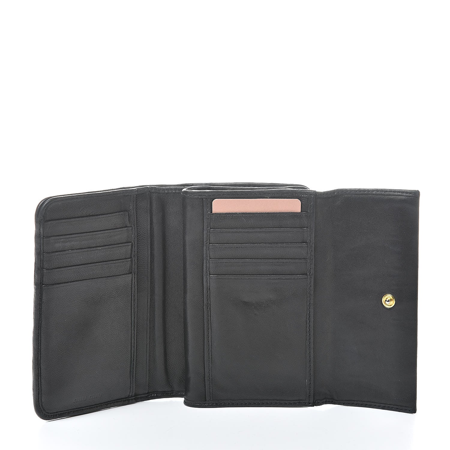 Miu Miu Nappa Matelasse Tri-Fold Flap Wallet Black 5 of 11