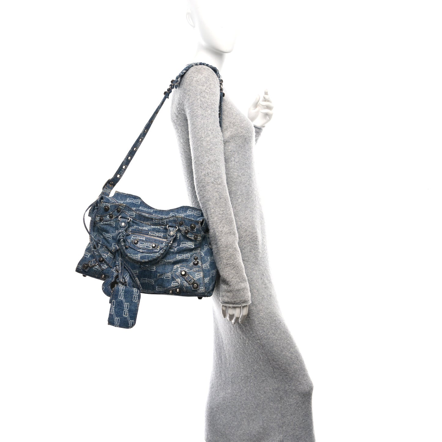Denim BB Monogram Neo Cagole City Handbag Blue