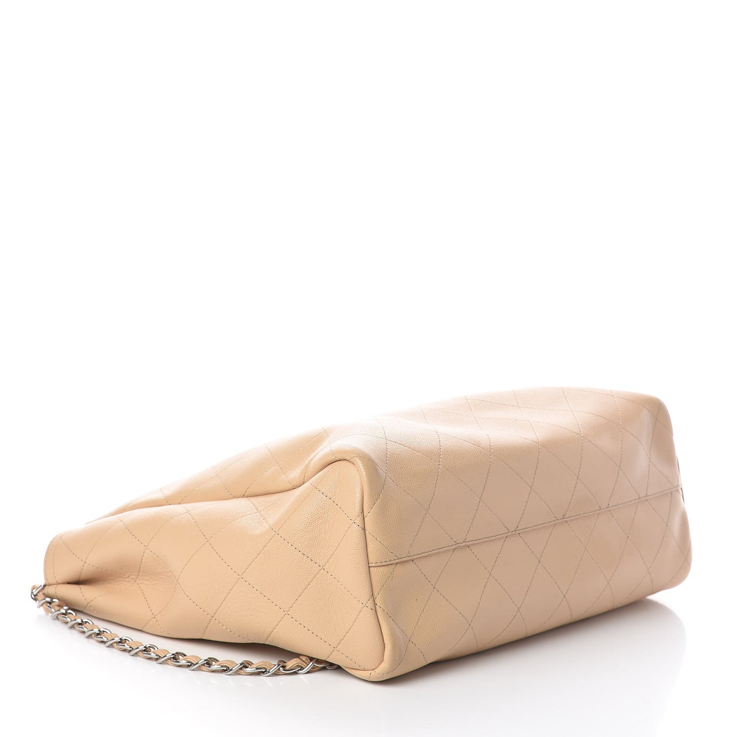 Caviar Stitched Large Shopping Tote Beige