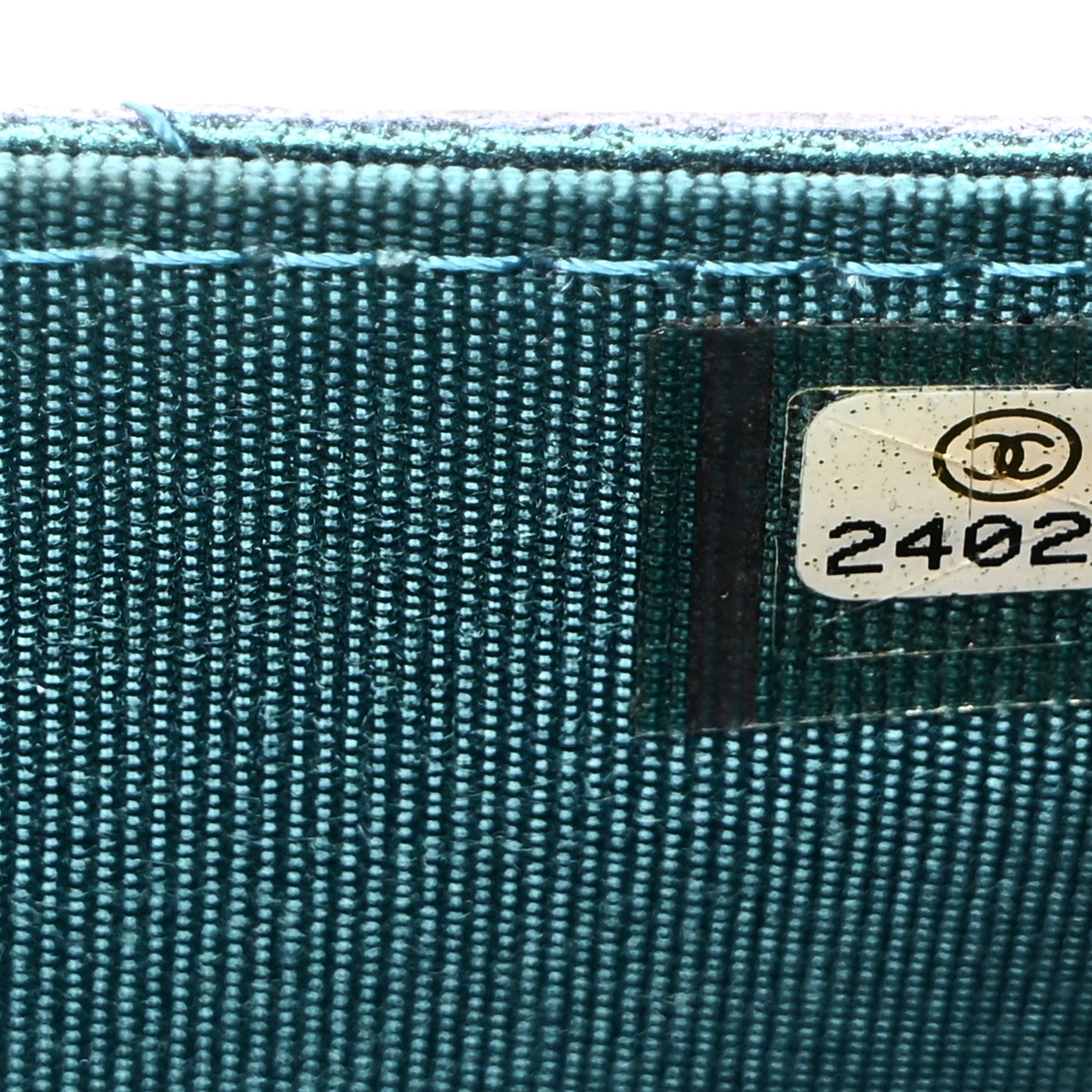 Metallic Lambskin Wallet On Chain WOC Turquoise