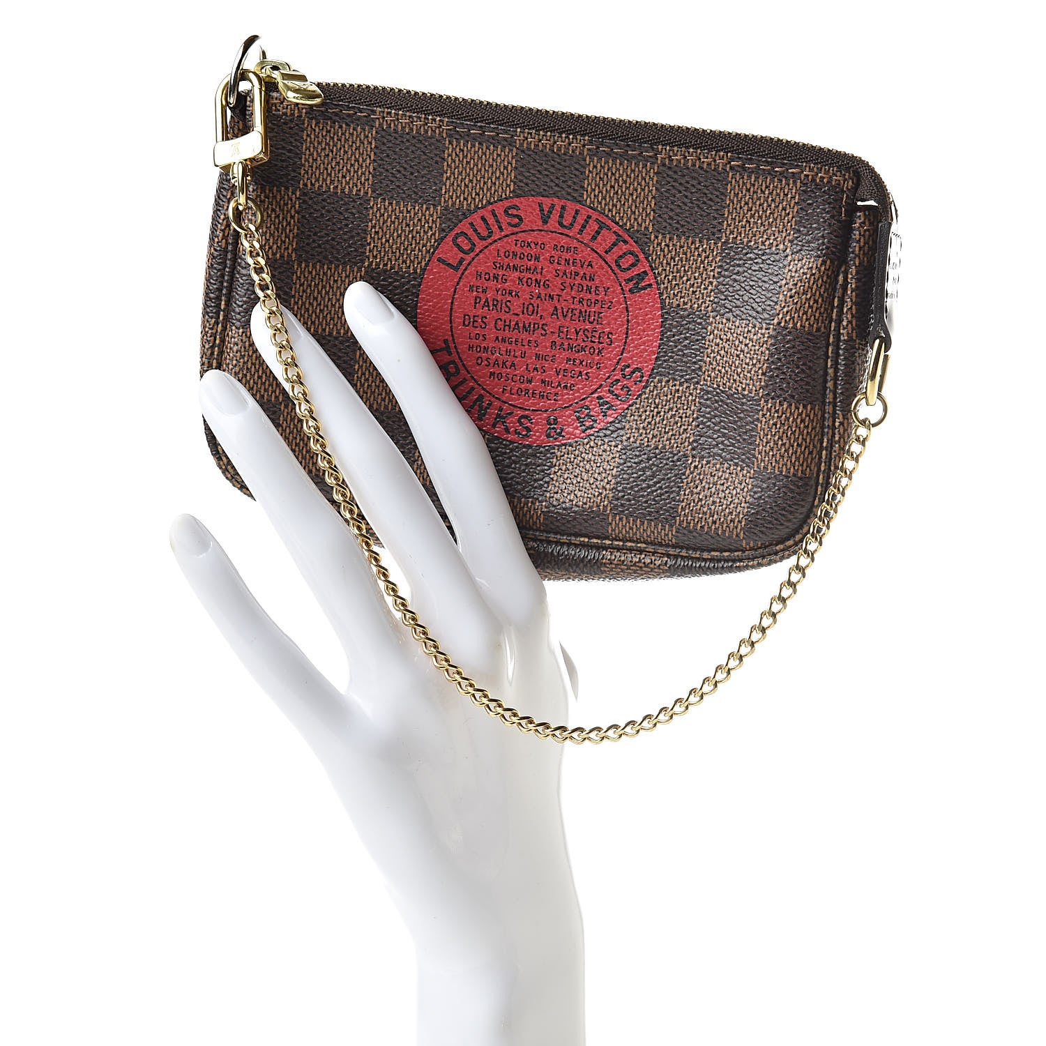 Louis Vuitton Damier Ebene Complice Trunks and Bags Mini Pochette Accessories Red 2 of 9