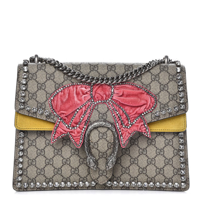 Gucci GG Supreme Monogram Crystal Bow Embroidered Medium Dionysus Shoulder Bag Yellow 1 of 13