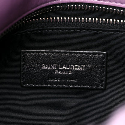 Saint Laurent Merino Shearling Lambskin Quilted Small Loulou Puffer Monogram Chain Satchel Lila 7 of 11