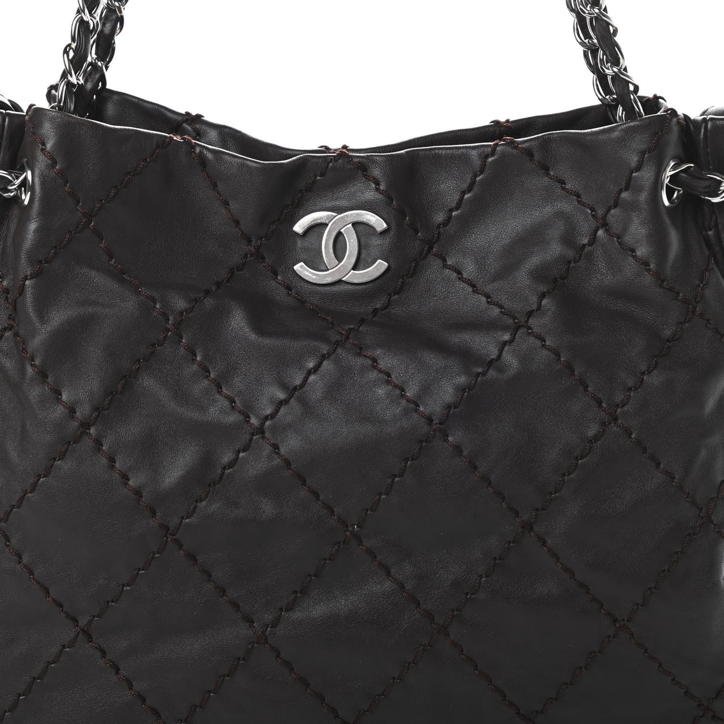 Calfskin Expandable Tote Dark Brown