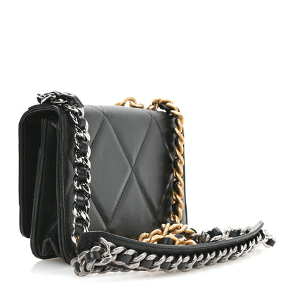 Chanel Lambskin Quilted Chanel 19 Wallet On Chain WOC Black 5 of 23