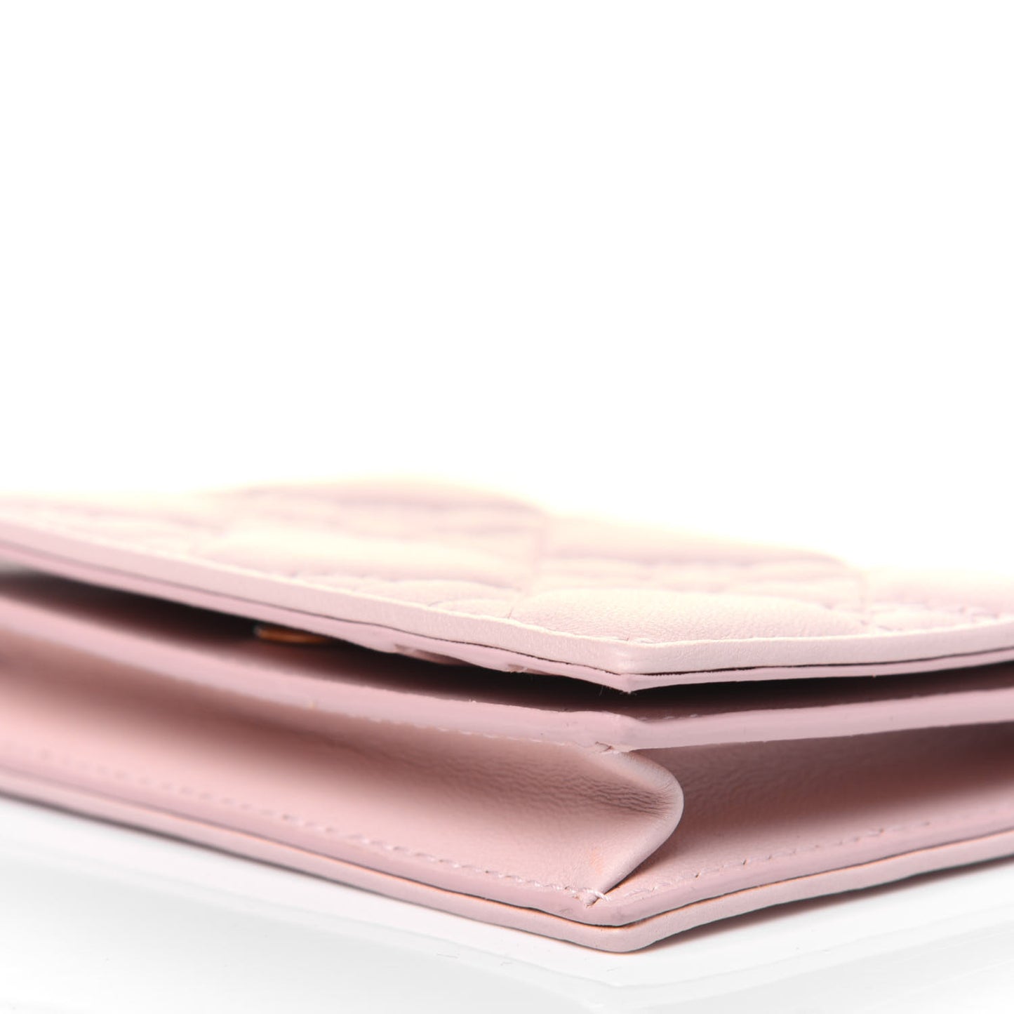 Lambskin Cannage Small Lady Dior Flap Card Holder Light Pink