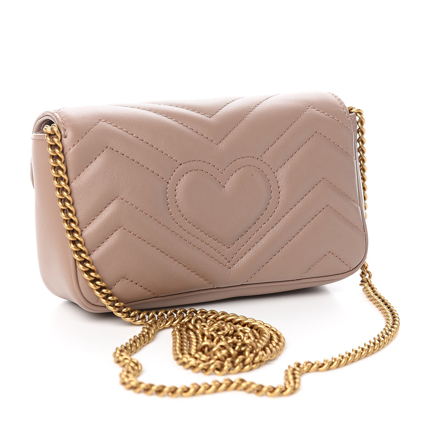 Calfskin Matelasse Super Mini GG Marmont Shoulder Bag Porcelain Rose