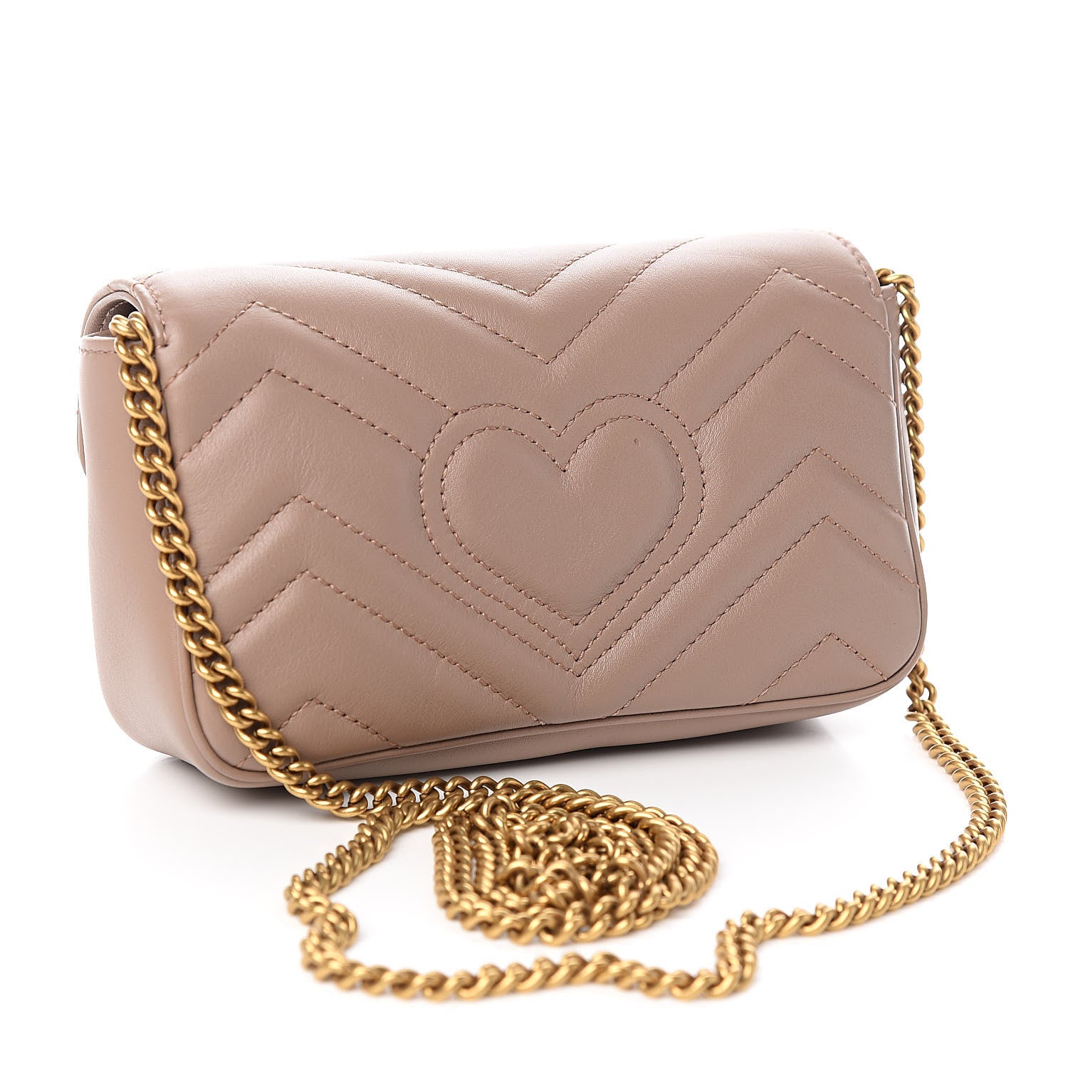 Gucci Calfskin Matelasse Super Mini GG Marmont Shoulder Bag Porcelain Rose 3 of 11