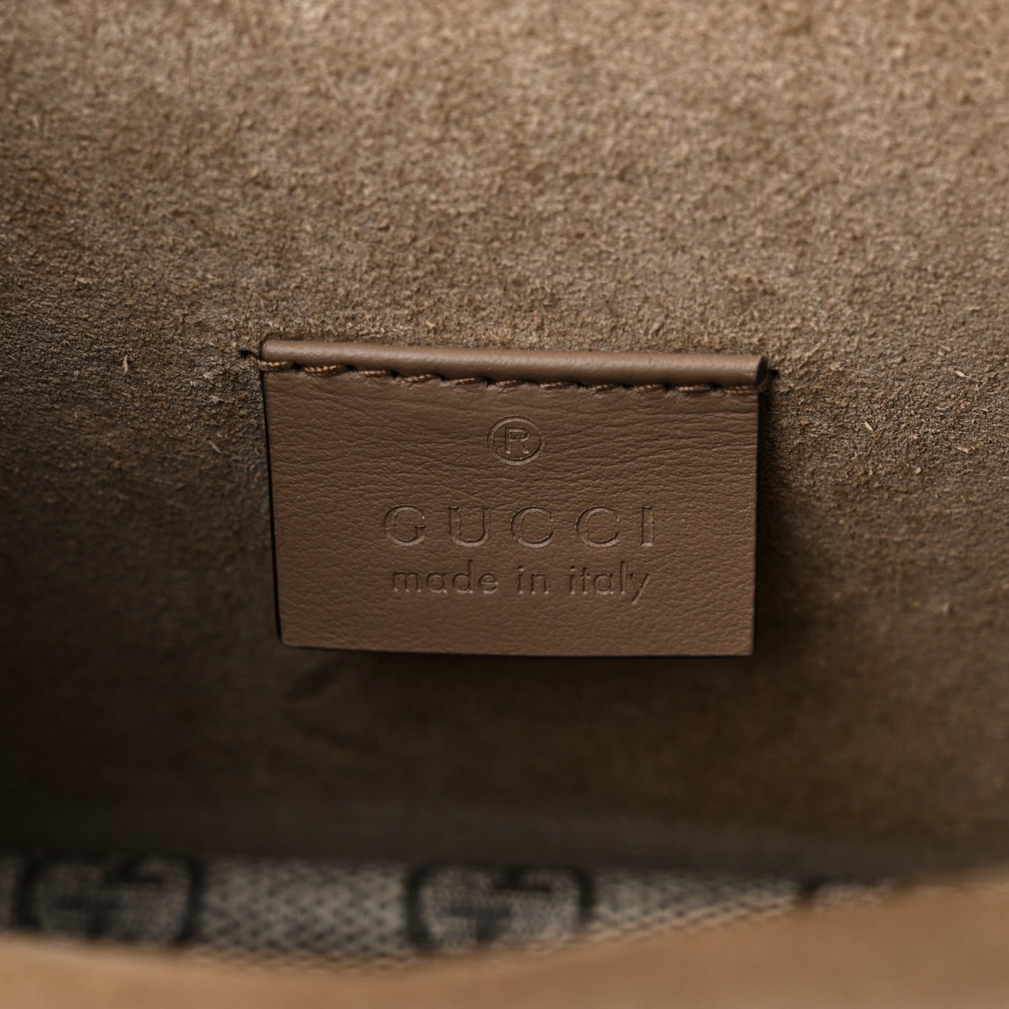 GG Supreme Monogram Suede Crystal Small Dionysus Shoulder Bag Beige Ebony Taupe