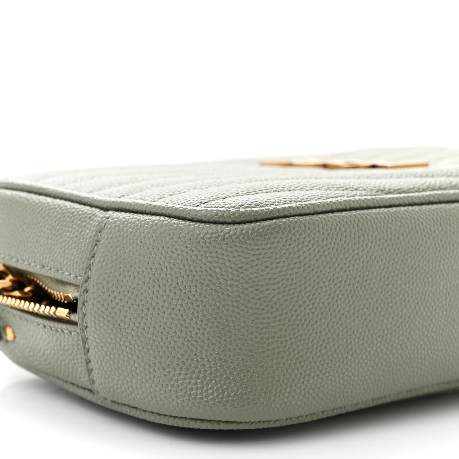 Saint Laurent Grain De Poudre Matelasse Monogram Mini Lou Camera Bag Light Sage 9 of 10