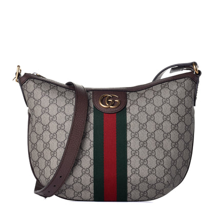 Gucci GG Supreme Monogram Web Small Ophidia Half Moon Hobo Brown 1 of 8