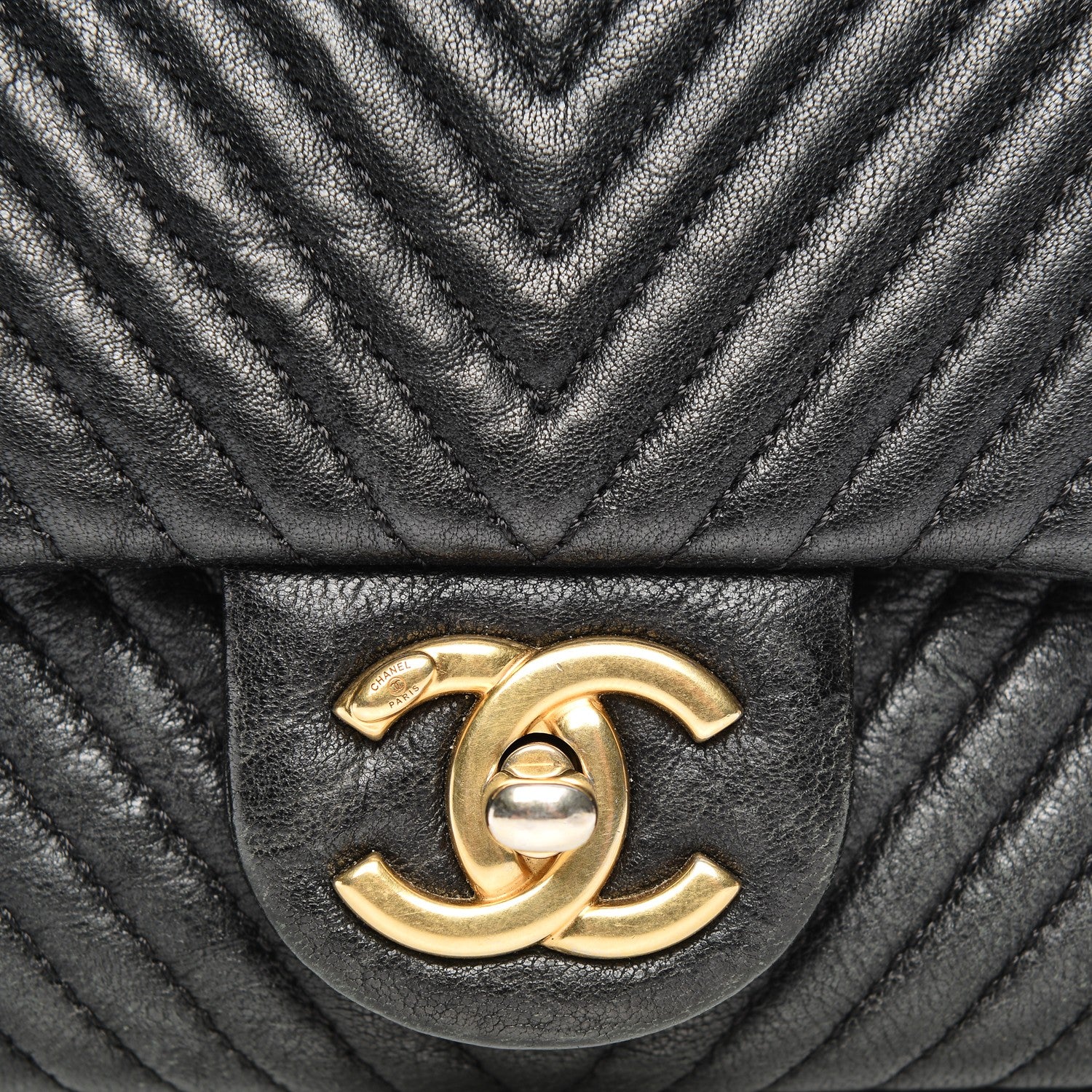 Chanel Calfskin Surpique Chevron Small Flap Black 9 of 10