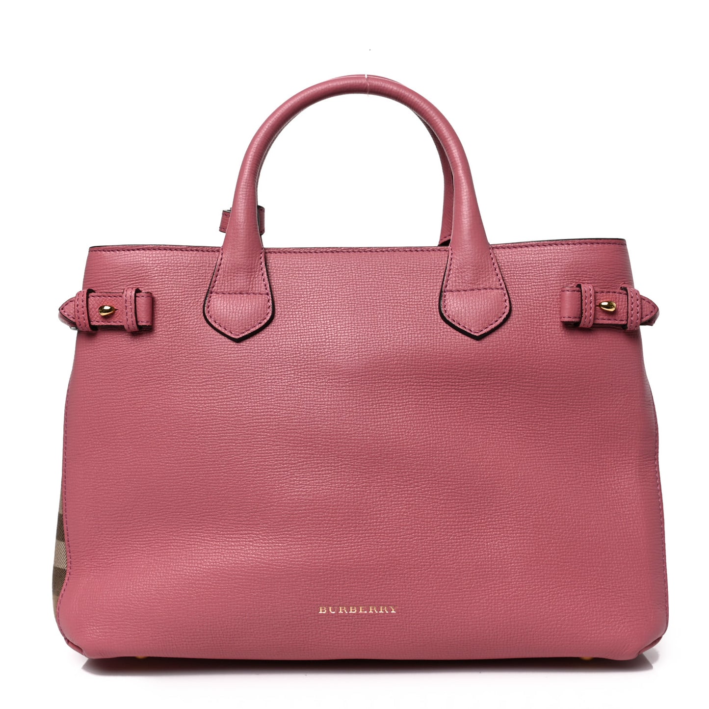 Grainy Calfskin House Check Medium Banner Tote Mauve Pink