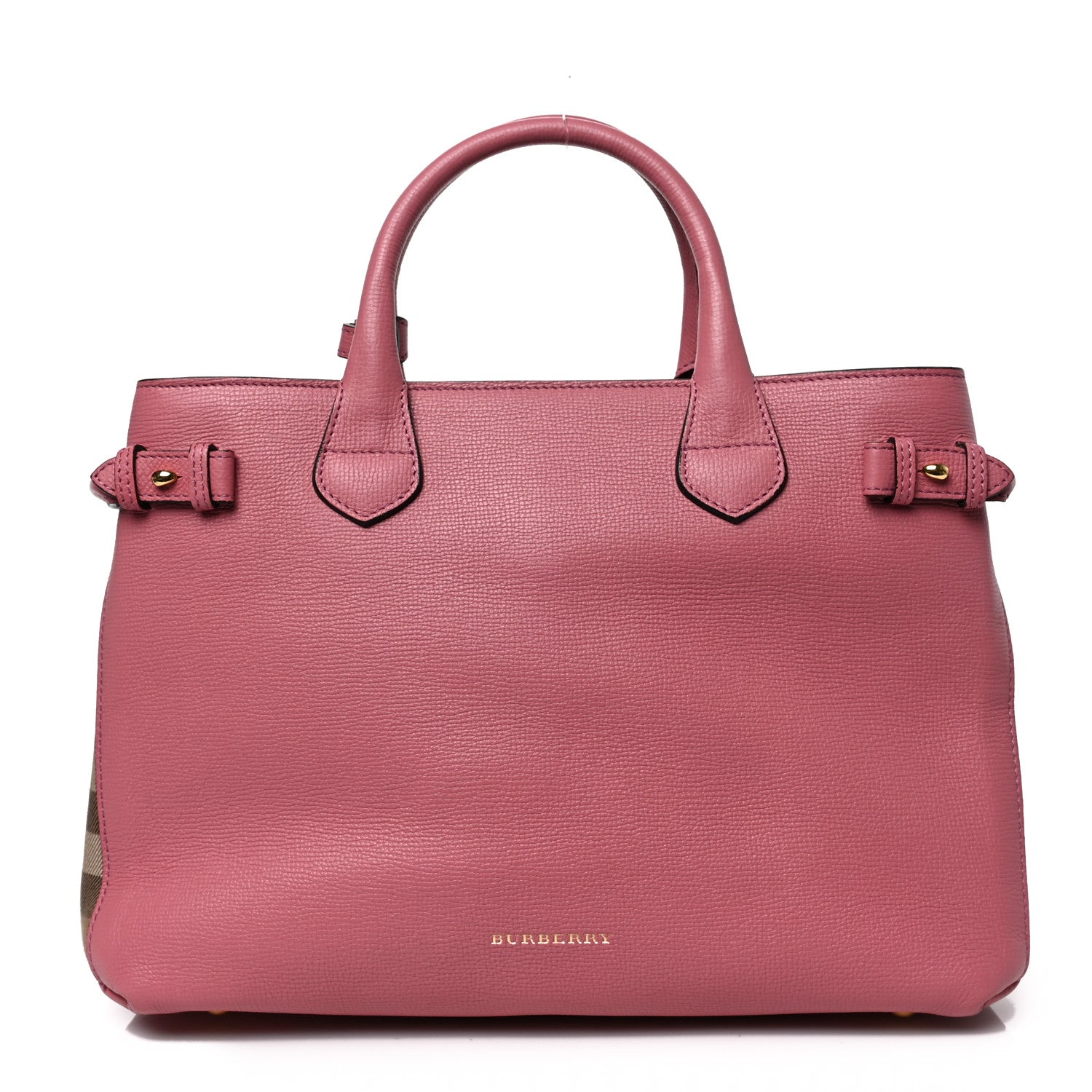 Burberry Grainy Calfskin House Check Medium Banner Tote Mauve Pink 1 of 9