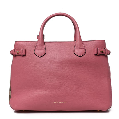Burberry Grainy Calfskin House Check Medium Banner Tote Mauve Pink 1 of 9