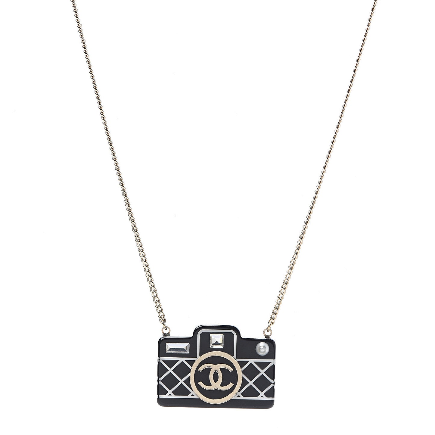 Resin Camera CC Necklace Black Gold