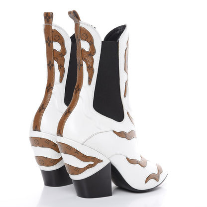 Louis Vuitton Calfskin Reverse Monogram Fireball Ankle Boots 39 White 4 of 10
