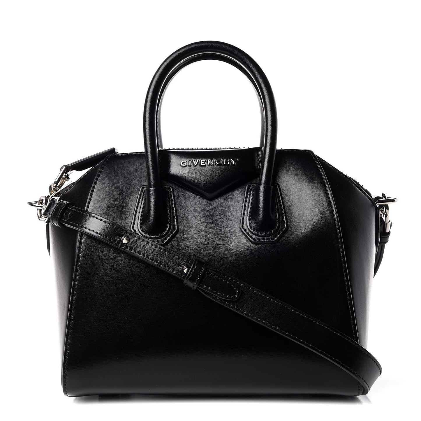 Shiny Lord Calfskin Mini Antigona Black