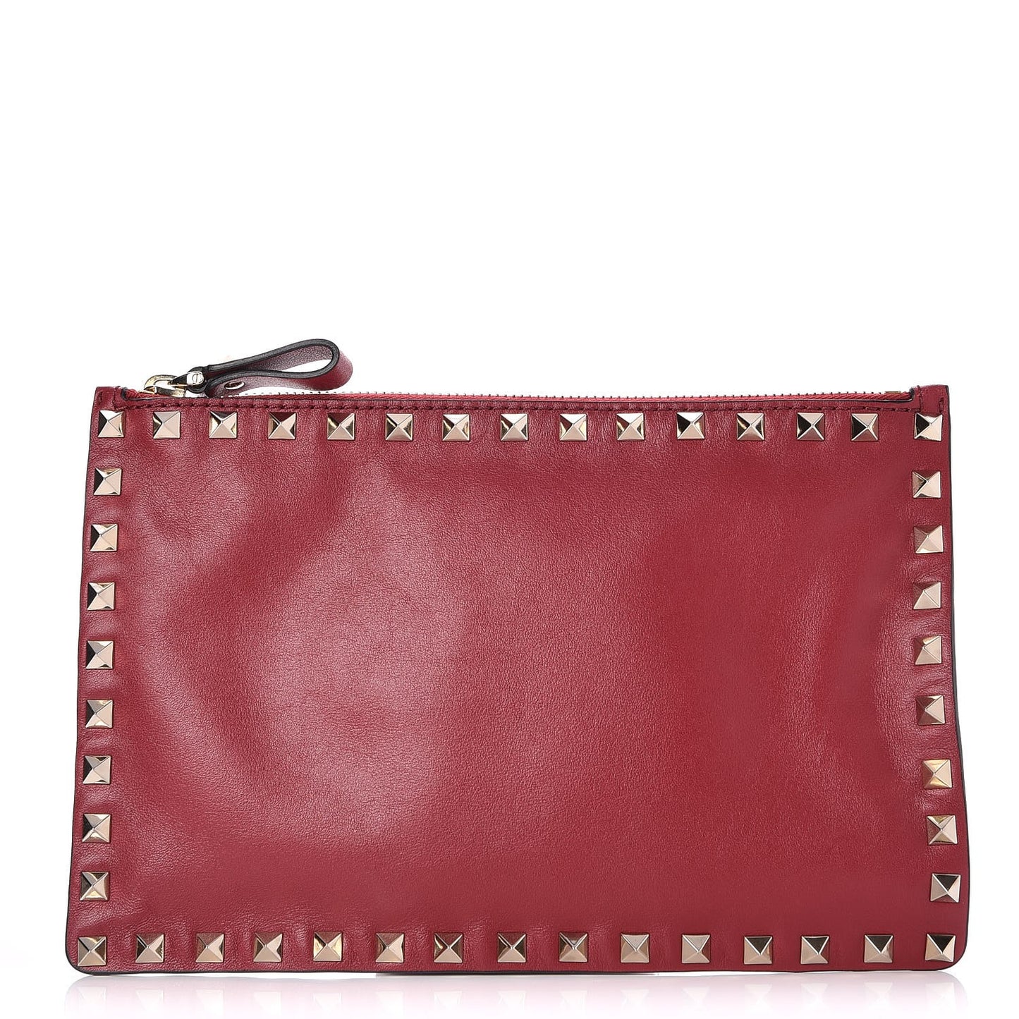 Vitello Medium Rockstud Zip Pouch Scarlet