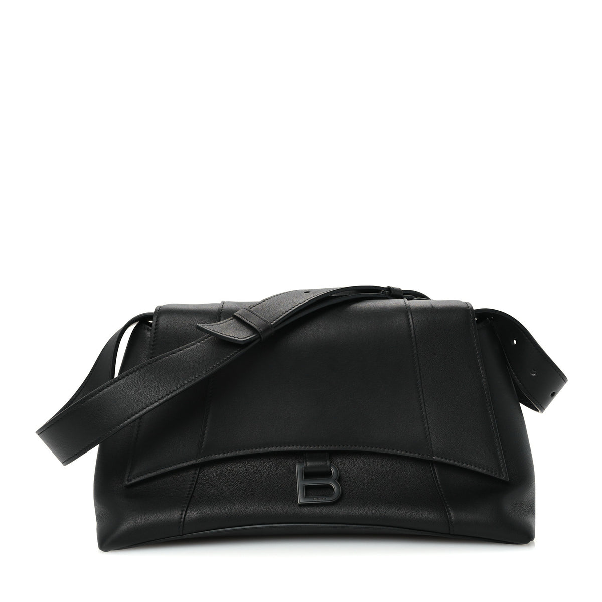 Balenciaga Grained Calfskin Monochrome M Downtown Shoulder Bag Black 1 of 10